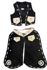 vintage 1960s kids WESTERN OUTFIT chaps vest suede leather COWBOY Tophand Tog