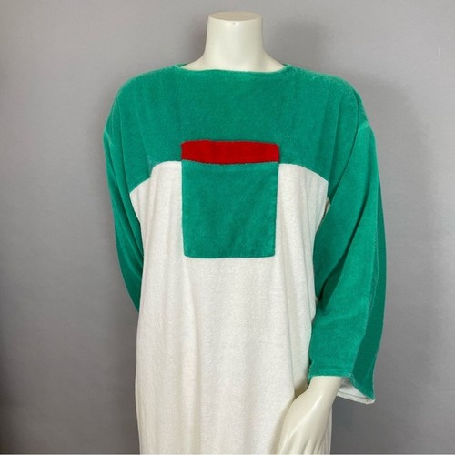 Vintage Bill Blass Beach Cover-Up Dress Terrycloth Towel Fabric Large Colorblock - Picture 14 of 16