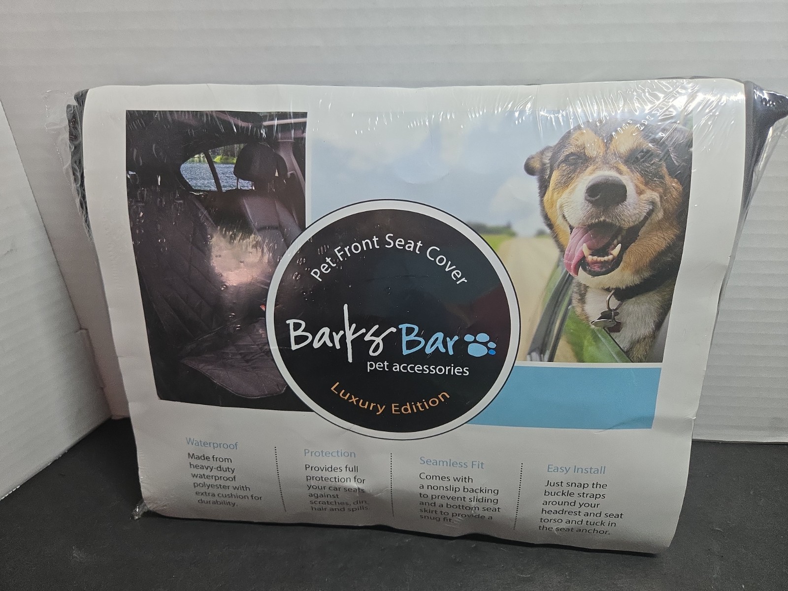 Barks Bar Accessori per Animali Domestici Coprisedile Anteriore Edizione Lusso. Nero