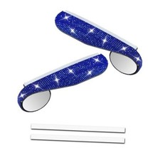 2PCS Bling Car Side Mirror Rain Visor Guard, Rhinestones Car Rear View Blue