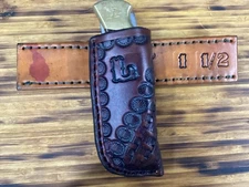 Personalized Leather Folding Knife Clip Sheath Buck 110, 112, Trapper, Others