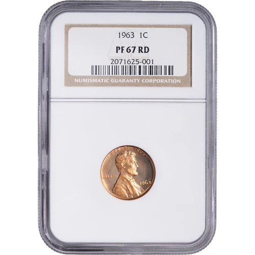 1963 1c Lincoln Memorial Proof Cent ~ NGC PF 67 RD