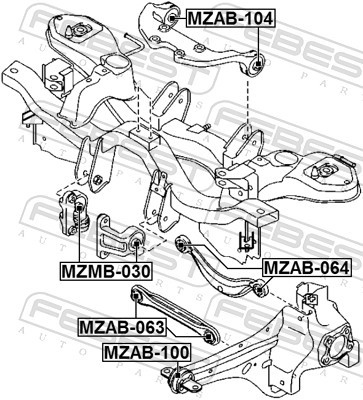 4x ✅Fits FEBEST MZAB-104 SILENTBLOCK DIFFERENTIAL CUSHION MAZDA 6 WA ⭐UK Seller⭐