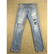 True Religion Geno Relaxed Slim Jeans Mens Size 31 Distressed Light Wash Denim