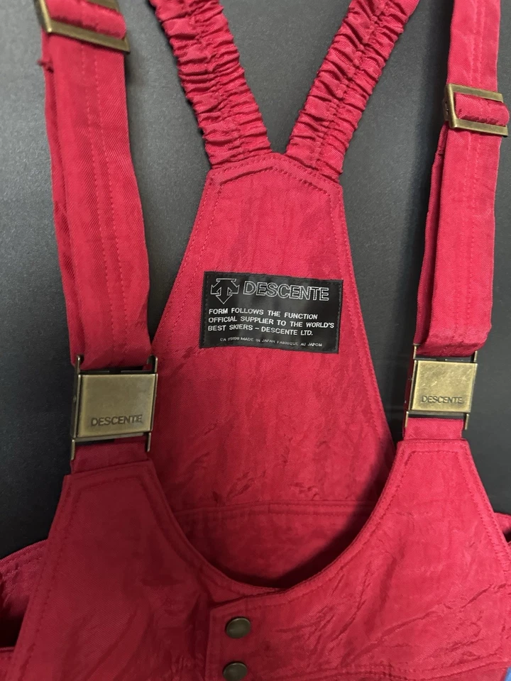Descente Ski Overalls One Piece Snow Bib Red Vintage 80s 90s Mens 34 M - Large - Image 3 of 4