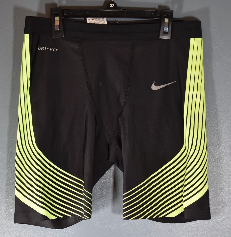 Nike Dri-Fit Power Speed running half tights men's size large, black and yellow - Image 2 of 4