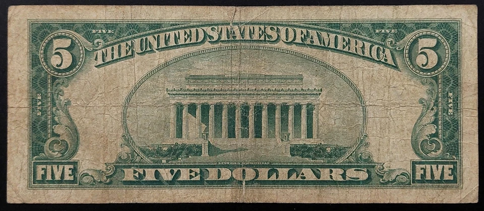 1928 $5 Federal Reserve Note "Big 12" San Francisco! Gold Clause! Fr# 1950 L. - Image 4 of 4