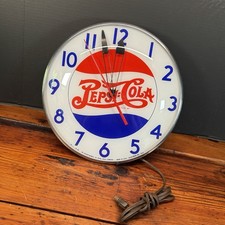 Vintage Telechron PEPSI COLA ADVERTISING CLOCK 15&rdquo; Lighted 1940s READ DESC.