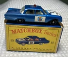 Matchbox/Lesney #55B FORD FAIRLANE POLICE CAR, w/Type D Box, Near-Mint!