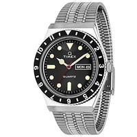 Timex Uhr Q Timex Schwarzes Zifferblatt Edelstahl Acryl Quarz TW2U61800 Ti