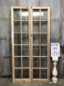 Antique French Double Doors (44x87.5) 12 Pane Glass, European Reclaimed G140