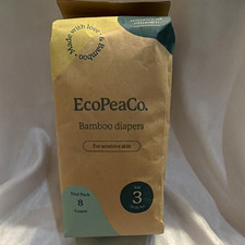 EcoPeaCo Bamboo Diapers Trial Pack Size 3 16-28 lb 8 Count Sensitive Skin