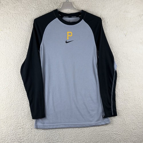Pittsburgh Pirates Nike Gray/Black Authentic Collection Performance Shirt Mens L