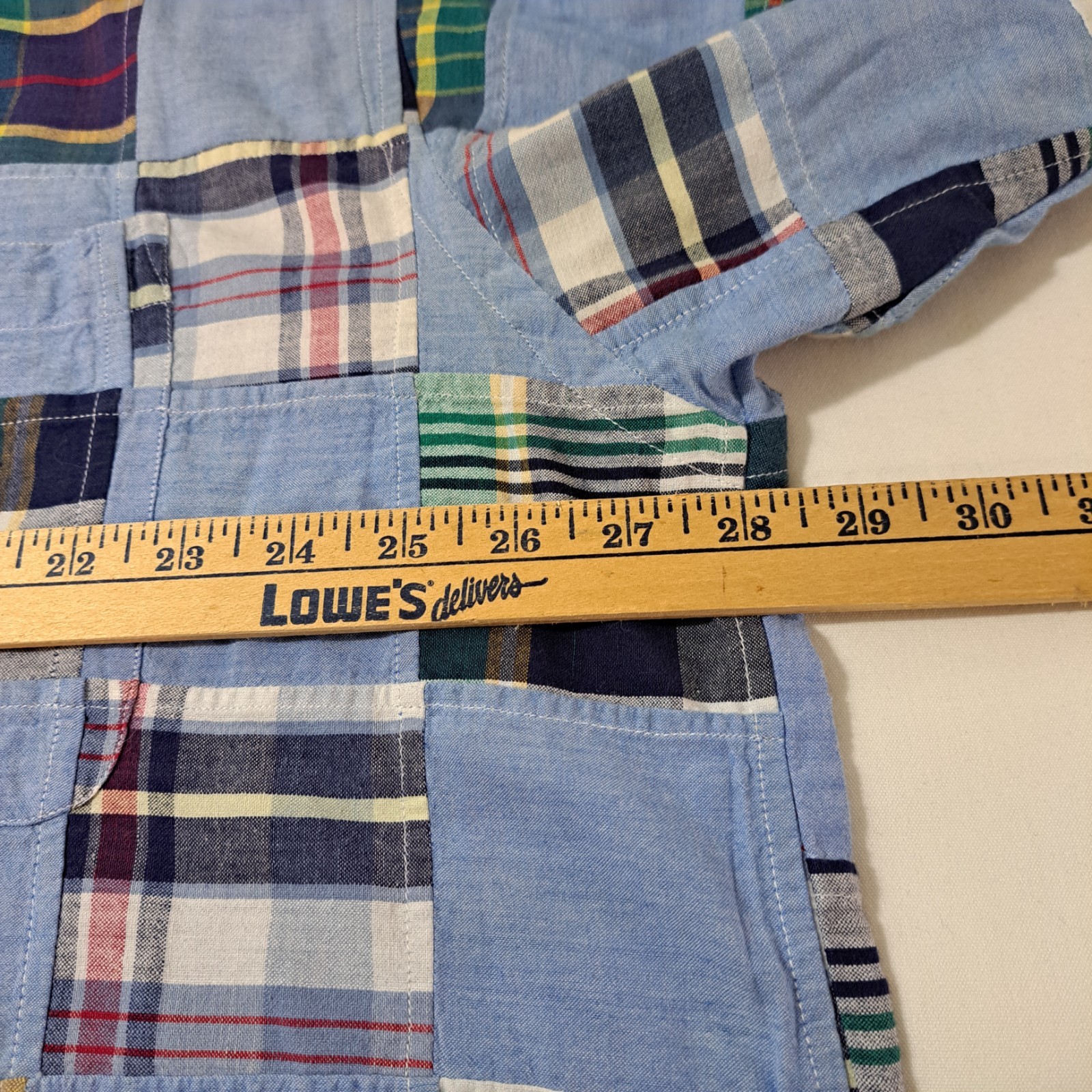 Orvis Madras Plaid Patchwork Button Up Shirt Mens… - image 5