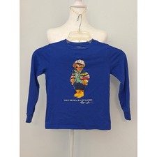 Polo Ralph Lauren Kids Blue Long Sleeve Polo Bear Graphic T-Shirt Size 6