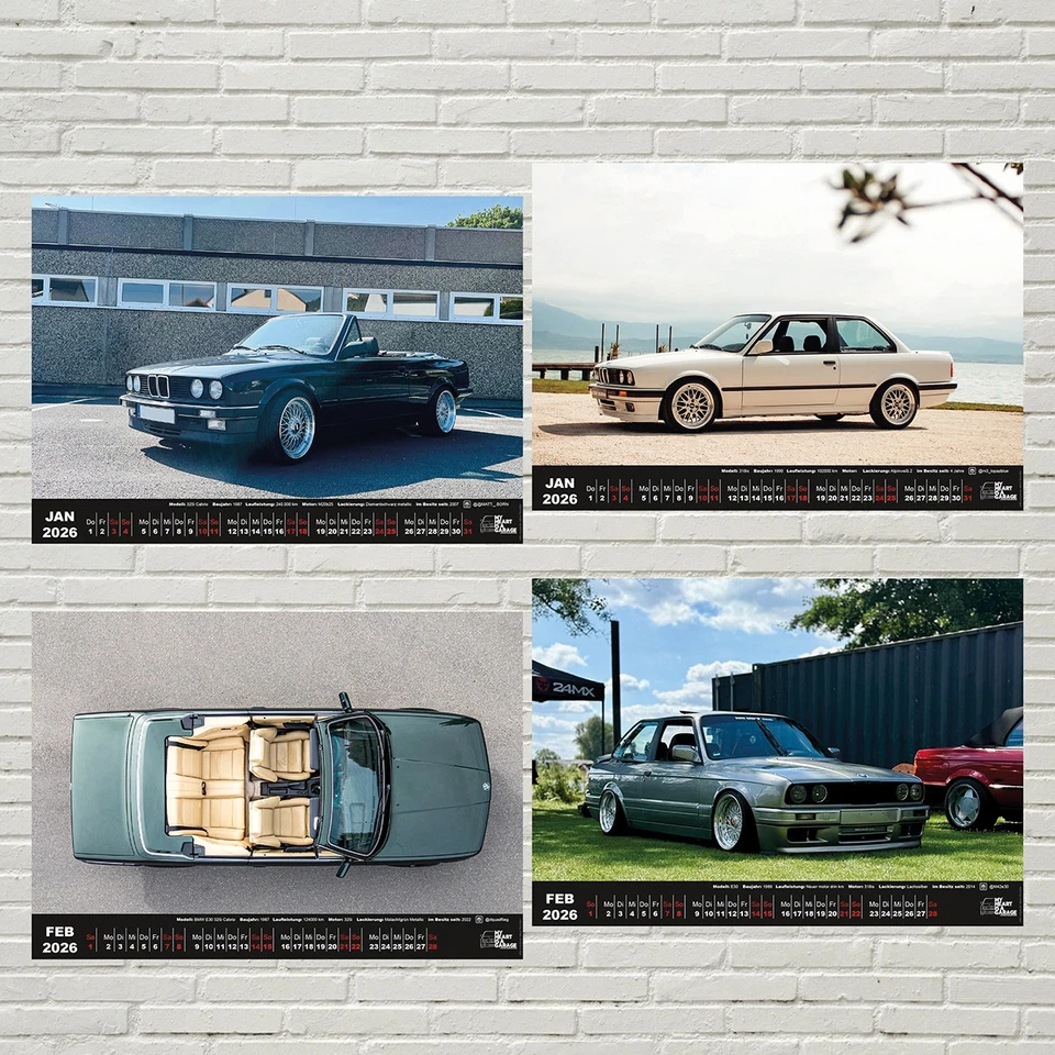 Fan Kalender 2026 - durch das Jahr mit dem BMW E30 (DinA3 quer) - Bild 2 von 4