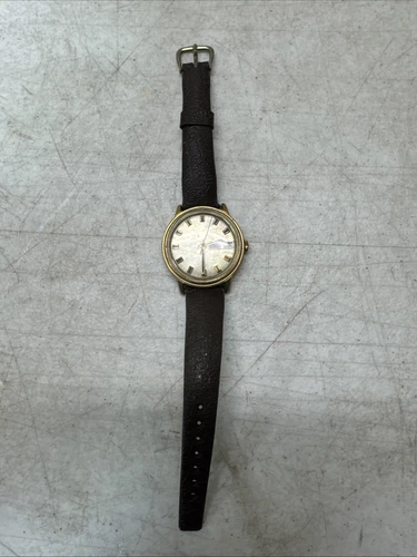 Timex Mercury 1973 Day Date Gold Tone Mens Vintage 1970s Watch Sticky Band INOP