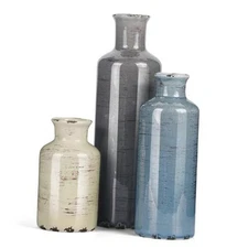 Ceramic Vase Set of 3, Small Flower vase for Home Decoration, Rustic Molandi