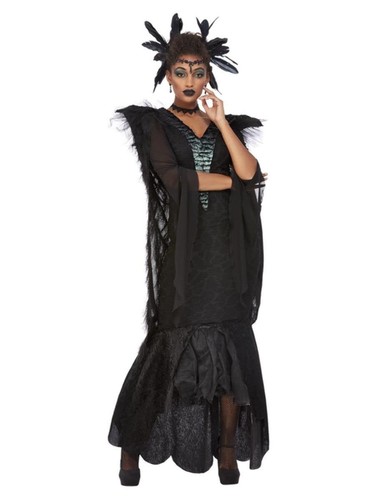 Ladies Gothic Prom Queen Costume Adults Zombie Halloween Fancy Dress Outfit (Large