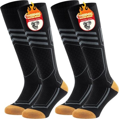 TANSTC Thermo Socken Merinowolle Ski für Herren Damen, Winter 6-9, schwarz 