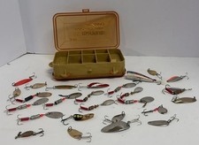 Lot Of 26 Fishing Spoons And Spinners With Pocket Tacklebox