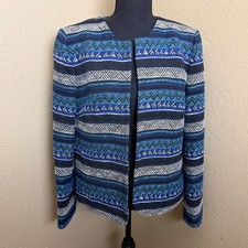 Tahari Arthur S Levine Women s Blazer Jacket Blue Patterned Size 12