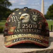 250th Anniversary USA Cap Bald Eagle American Flag Patriotic Hat