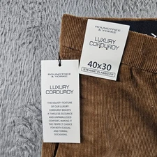 NEW Roundtree & Yorke Corduroy Pants Men 40 x 30 Flat Front Stretch Classic Tan
