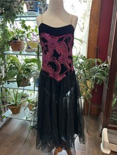 Wolff Fording Black Velour Fuchsia Sequin Leotard Dance Costume Long Tutu A/M