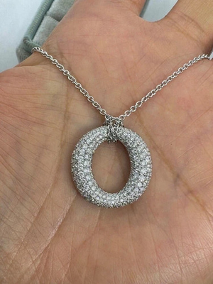 #ad 2Ct Round Cut Real Moissanite Open Circle Women#x27;s Pendant 14K White Gold Plated $93.59