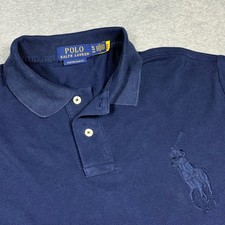 Polo Ralph Lauren Mens XL Custom Slim Fit Navy Blue Big Pony Logo Polo Shirt