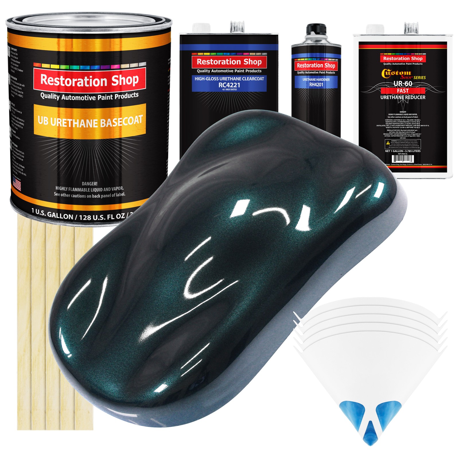 Dark Turquoise Metallic Urethane Basecoat Gallon Car Paint Kit Fast Drying