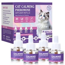 Cat Calming Pheromone Diffuser Refills 4 Pack Anxiety and 4 refills, Purple