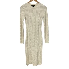 House of Harlow 1960 Womens Long Sleeve Pearl Cable Knit Sweater Dress XS Cream