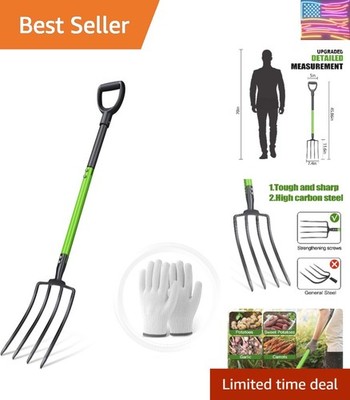 Pitch Fork,Pitchforks for Garden Digging Compost Spading,4-Tines Garden Fork ...