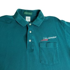 Vintage Outer Banks Dallas Airmotive Polo Mens Large Green Cotton Made In USA