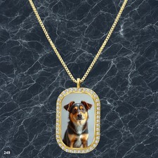 Amazing Cute Dog Puppy Pendant Necklace Printed Design Vibrant Gold Tone Best