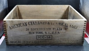 Vintage American Cyanamid Co. Explosives-Dangerous Crate Box Wooden NY Dynamite