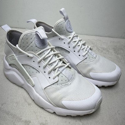 Nike Air Huarache Run Ultra Mens 8.5 Triple White Athletic Running Shoes Sneaker