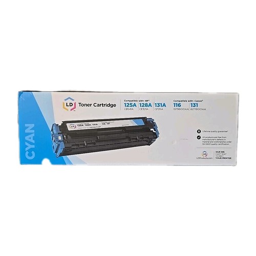 LD Toner Cartridge *Cyan* for HP125A, 128A, 131A Canon 116, 131- New Sealed - 第 1/6 張圖片