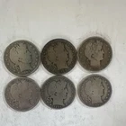 Lot of 6  Silver Barber Half Dollars