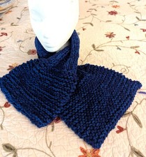 Navy blue hand knitted sneck  chest warmer scarf approx 40 x 8 i"