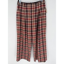 ANTHROPOLOGIE MAEVE THE AVERY SPARKLE PLEATED WIDE LEG TROUSERS LARGE NWT PLAID