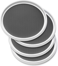 Set of 4, 10 Inch Non-Skid Lazy Susan Organizers - Turntable Rack for Cabinet, P