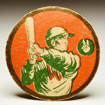 Carte Menko ronde de baseball japonaise des années 1940 - JRM - Rare - Photo 1/4