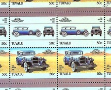 1930 New Era Motors RUXTON Car 50-Stamp Sheet (1986 Tuvalu)