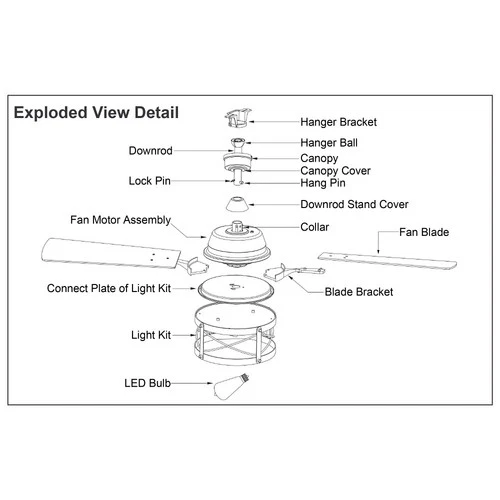 Vaxcel - Elburn 2-Light Ceiling Fan in Farmhouse Style 18.75 Inches Tall and 52 - Picture 3 of 4