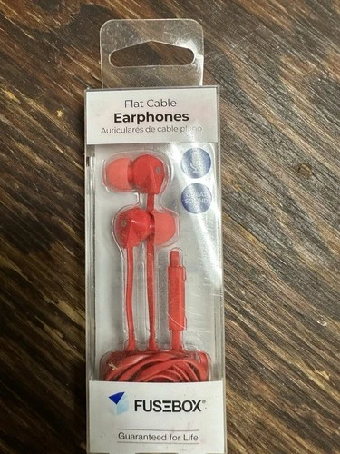 FuseBox Earbuds Wired Built In Mic Flat Cable Tangle Free (red) 190-0927-FB2