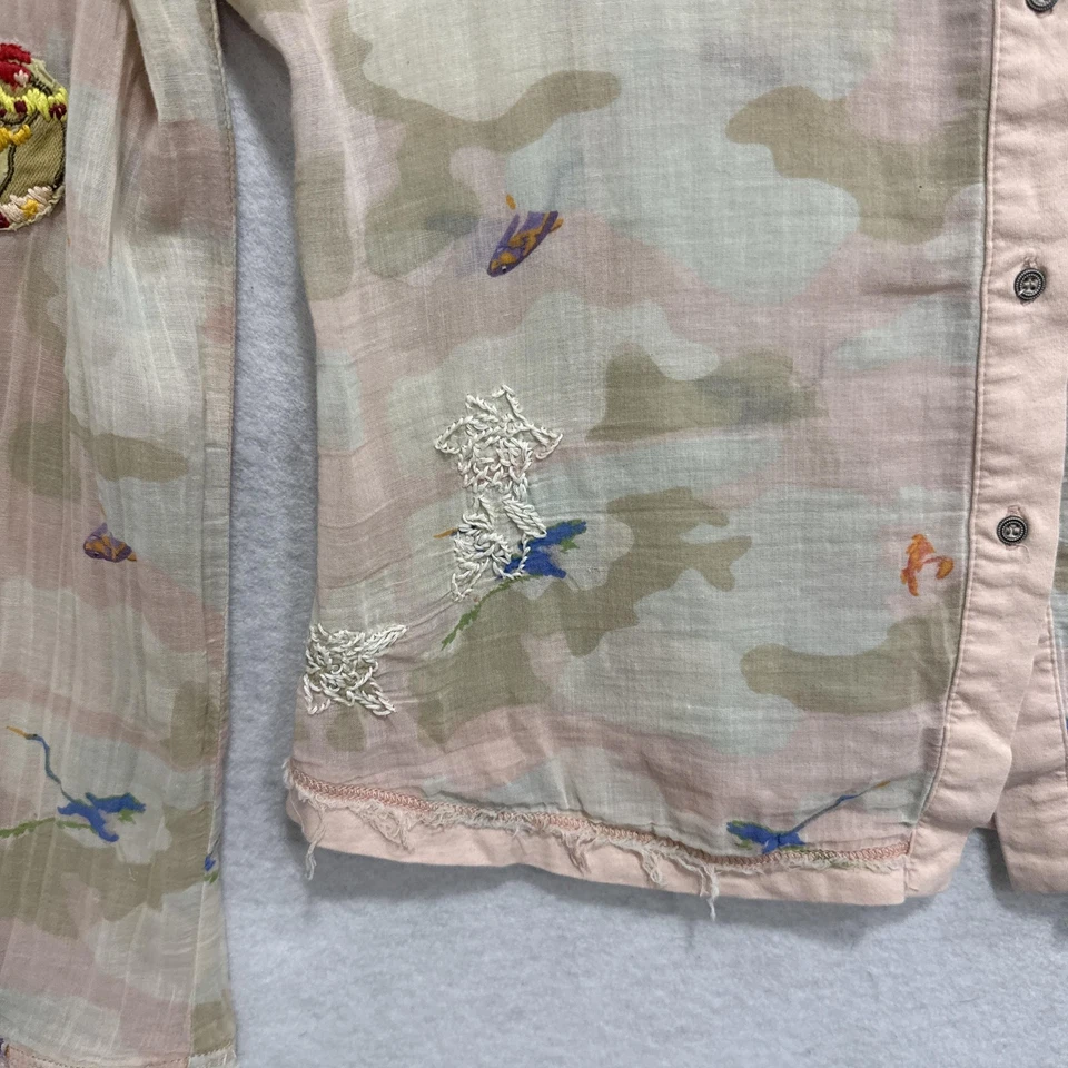 Da-Nang Camisa Chaqueta Mujer Mediana Rosa Camuflada Ejército Parche Encaje Bordado Boho Foto 4 de 4