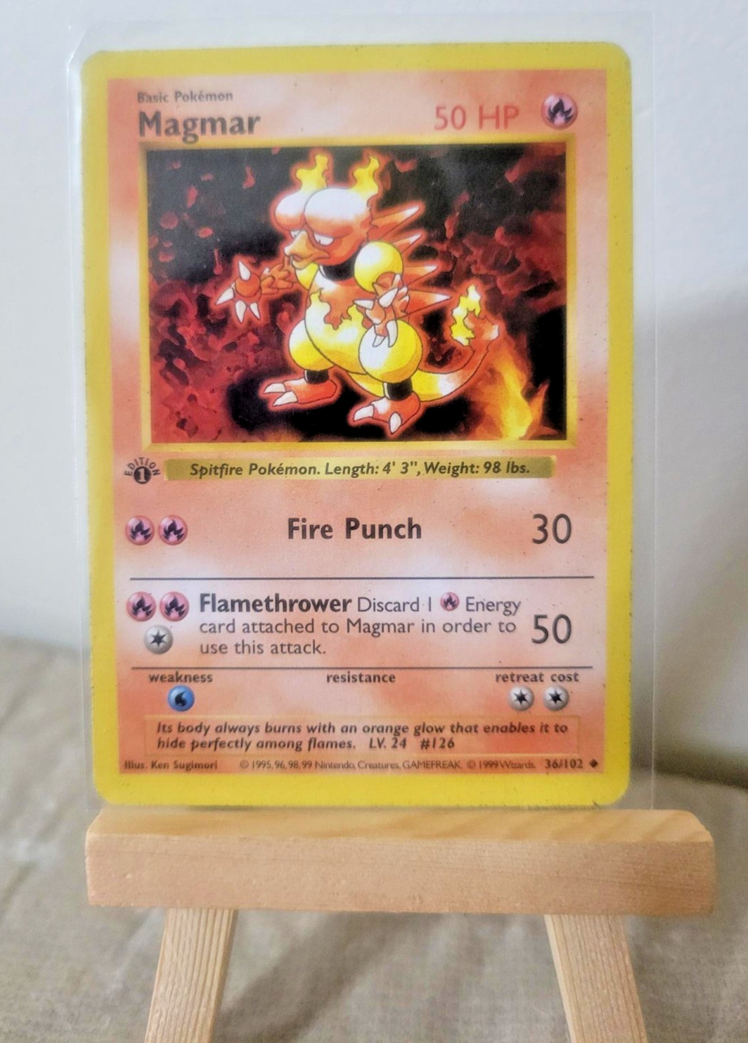 Pokémon 1999 Shadowless Base Set 1st Edition!! Magmar 36/102 (MP)